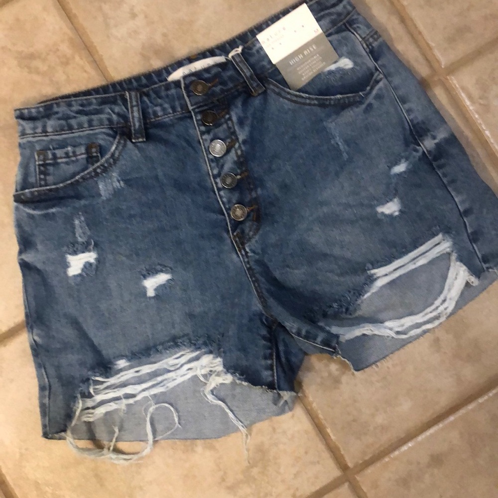 High rise button fly shorts